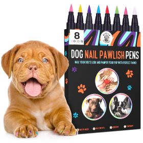 Dog Nail Polish Pens Quick Dry 8 Colors Pet Nail Polish for Dogs or Cats Easy Application Dog Safe Nail Polish Fast Dry Dog Polish Great Girl Dog